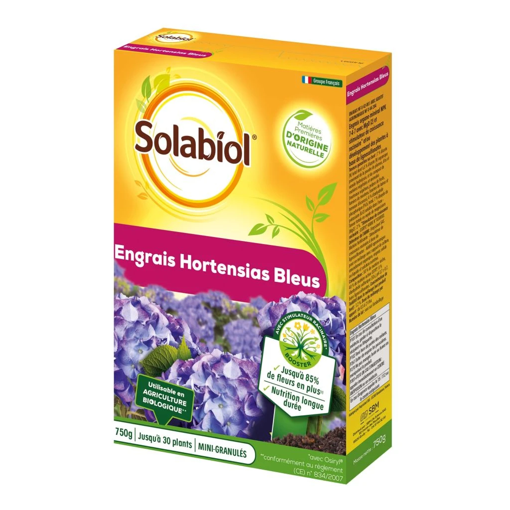 Engrais Hortensias Bleus Solabiol étui De 750g 1 Engrais Hortensias Bleus Solabiol étui De 750g