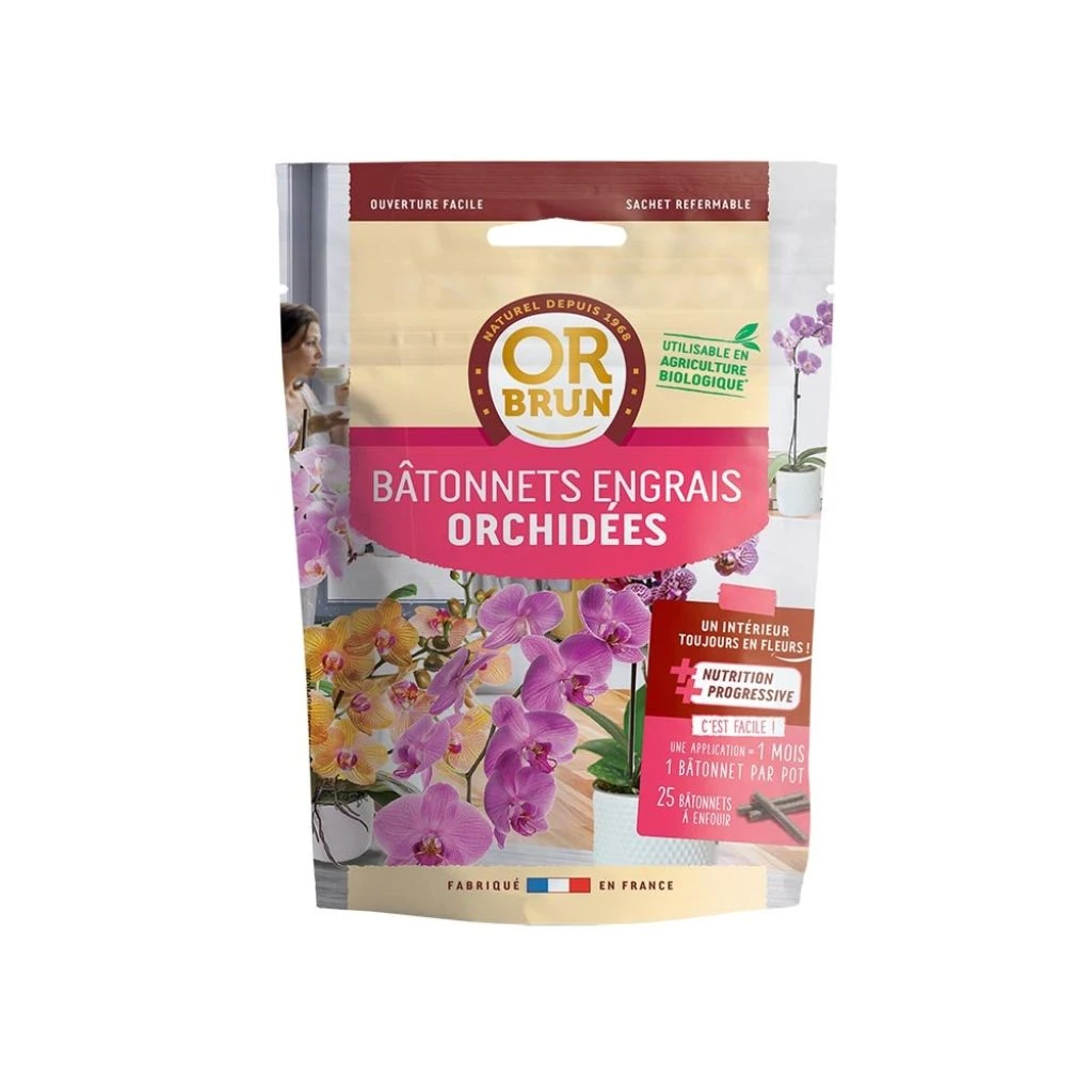 25 Bâtonnets D'engrais Orchidées Or Brun En Sachet Refermable 1 25 Bâtonnets D'engrais Orchidées Or Brun En Sachet Refermable