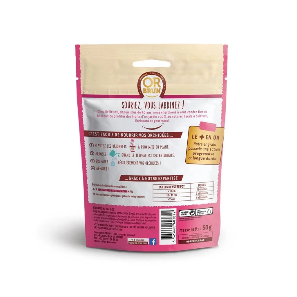 25 Bâtonnets D'engrais Orchidées Or Brun En Sachet Refermable 2 25 Bâtonnets D'engrais Orchidées Or Brun En Sachet Refermable – Image 2